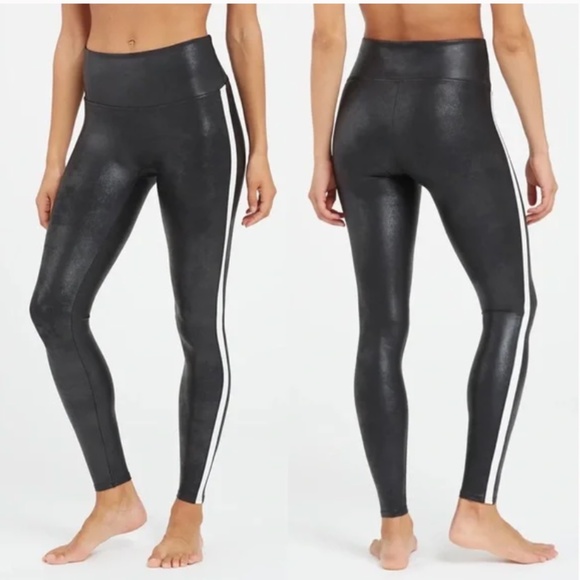 SPANX Pants - SPANX Faux Leather Side Stripe Leggings XS/TP